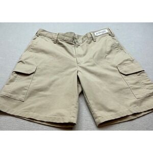 Cintas Men Cargo Shorts Khaki‎ Twill Workwear Flat Front Size 35 NWT